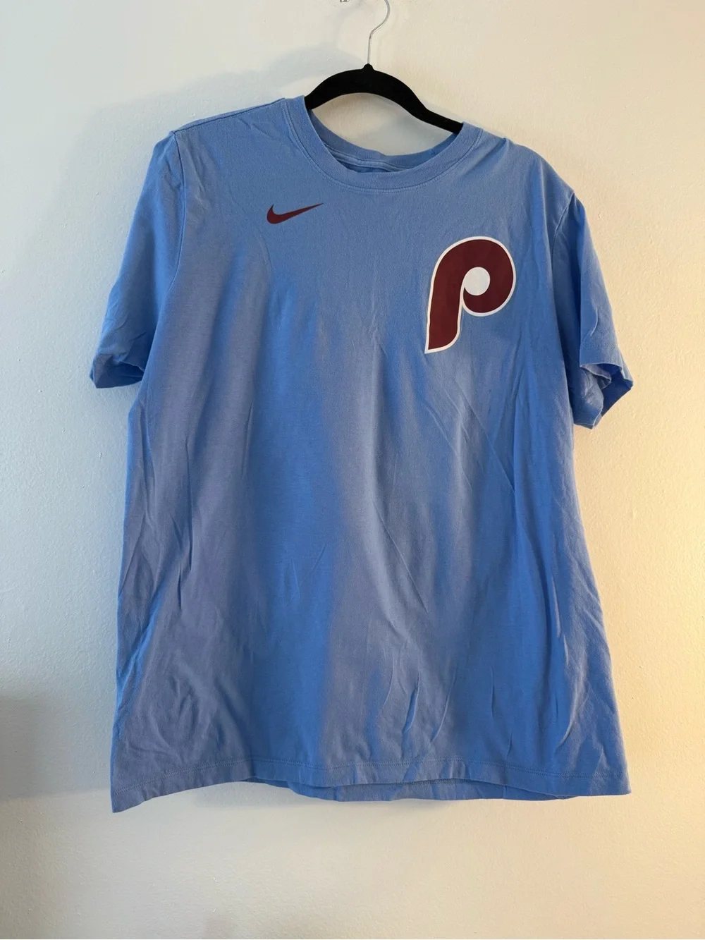 Nike Sky Blue Phillies Schwarber #12 Short Sleeve Tee
